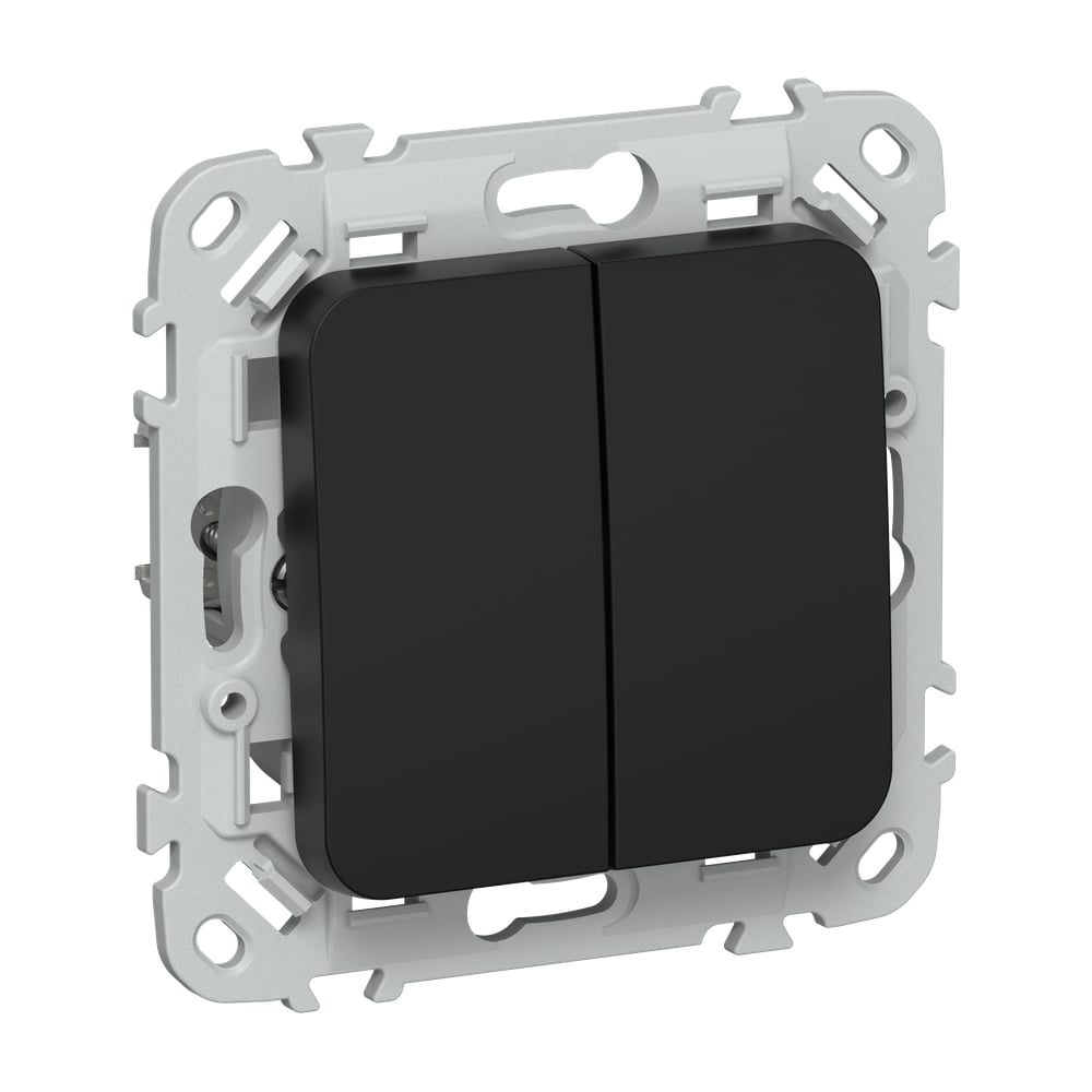 Выключатель IEK FLITE 2-клавишный 10А ВС12-1-0-ФлЧ черный FI-V20-0-10-1-K02