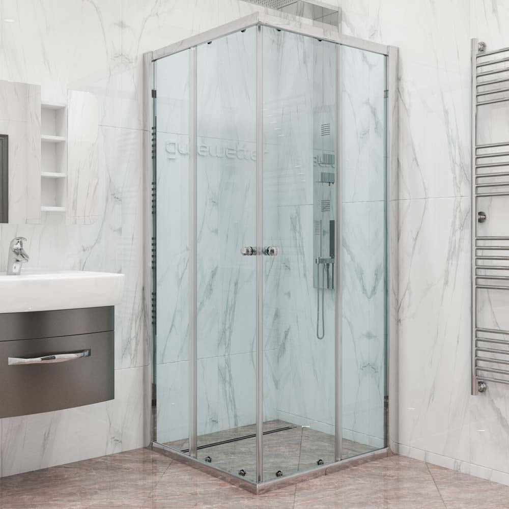 Душевой уголок GuteWetter GUWER GK-664S 90x90x200 см, цвет фурнитуры хром блестящий, цвет стекла бесцветный, стекло закаленное 6 мм, открывание двери левое / правое 4698031135516