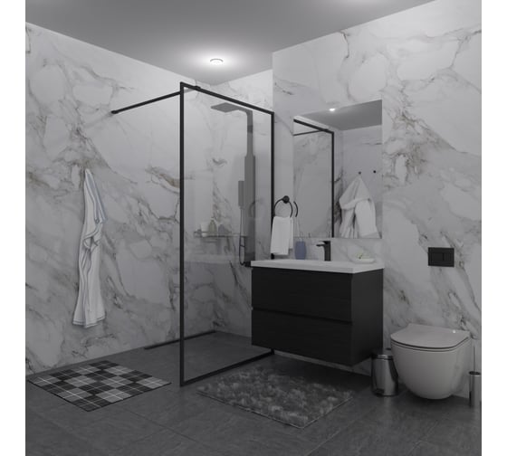 Изображение товара Душевая перегородка GuteWetter SHOWER GLASS GK-24-8мм 95x200 см, цвет фурнитуры черный матовый, цвет стекла бесцветный, стекло закаленное 8 мм 4698033173967