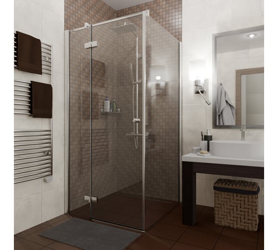 Изображение товара Душевой уголок GuteWetter Q35 100x100x200 см, цвет фурнитуры хром блестящий, цвет стекла бесцветный, стекло закаленное 8 мм, открывание двери левое 4698033175763