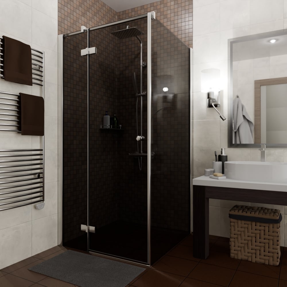 Душевой уголок GuteWetter Q35 90x100x200 см, цвет фурнитуры хром блестящий, цвет стекла графитовый, стекло закаленное 8 мм, открывание двери левое 4698033175718