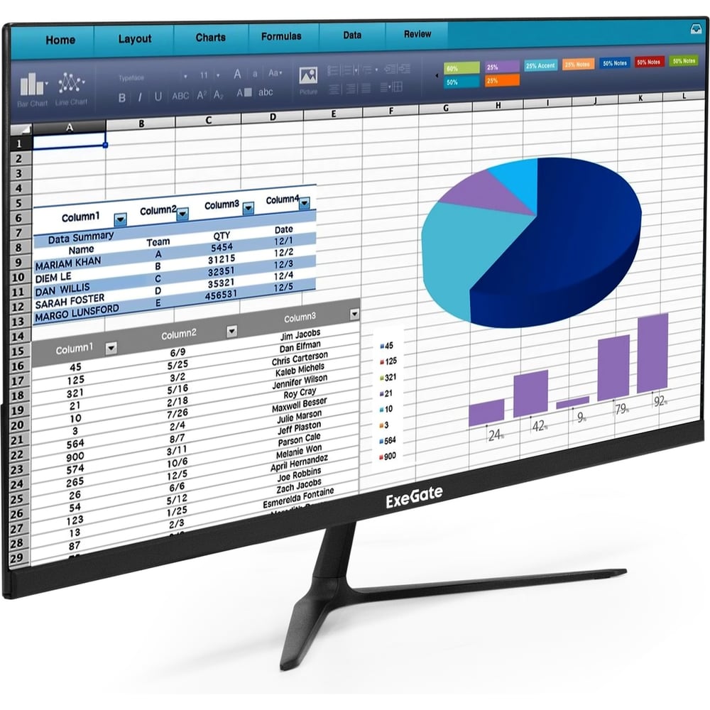 Монитор ExeGate 23.8 100 Гц ProSmart EH2400T VA LED Grade A+, FHD, 1920x1080 100Гц, 16:9, 250cd/m2, 3000:1, 178/178, 5ms, D-Sub, HDMI, Flicker-free, кабел 300432