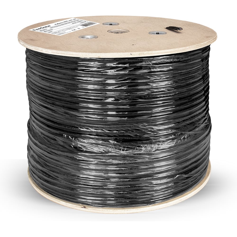 Изображение товара Кабель ExeGate Special UTP4-C5e-CU-S24-SW-OUT-PE-BK-305-FLUKE UTP 4 пары кат.5e медь, 0.48мм 24AWG, FLUKE test pass, внешний, с тросом, 305м, черный, PE 301075 Изображение товара Кабель ExeGate Special UTP4-C5e-CU-S24-SW-OUT-PE-BK-305-FLUKE UTP 4 пары кат.5e медь, 0.48мм 24AWG, FLUKE test pass, внешний, с тросом, 305м, черный, PE 301075