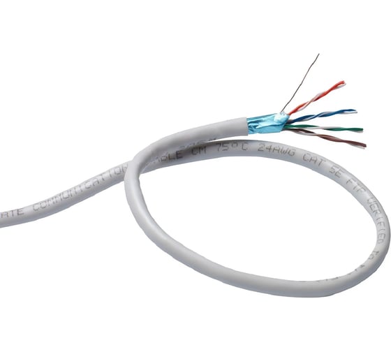 Изображение товара Кабель ExeGate FUTP4-C5e-CCA-S24-IN-PVC-GY-305 FTP 4 пары кат.5e CCA, 0.52мм 24AWG, экран, 305м, серый, PVC 301074