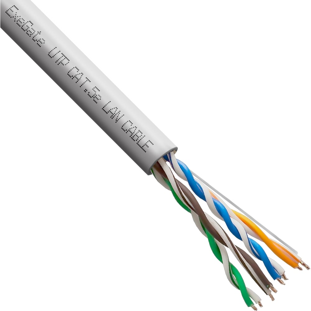 Кабель ExeGate Special UTP4-C5e-CCA-S24-IN-PVC-GY-305 UTP 4 пары кат.5e CCA, 0.48мм 24AWG, 305м, серый, PVC 301084