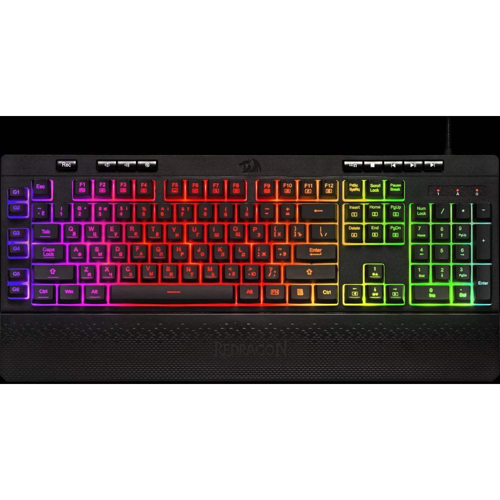 Изображение товара Проводная игровая клавиатура Redragon Shiva RU, RGB, 26 anti-ghost, мембранная 77689