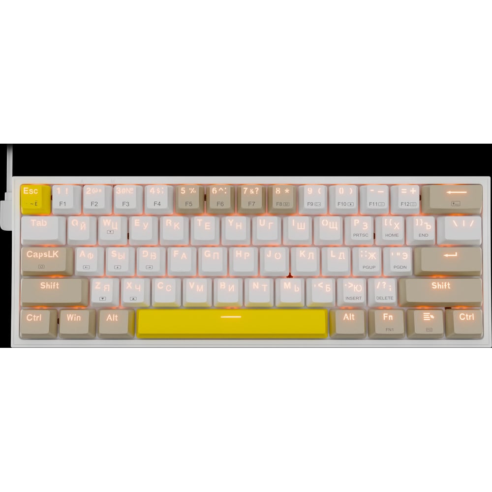 Механическая клавиатура Redragon Fizz RU, Rainbow, бежевый-желтый, red свитч 72596