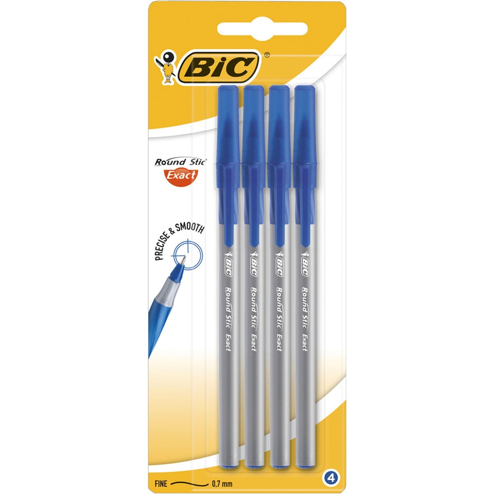 Изображение товара Ручки шариковые BIC Round Stic Exact набор 4 шт с резиновой рукояткой Изображение товара Ручки шариковые BIC Round Stic Exact набор 4 шт с резиновой рукояткой