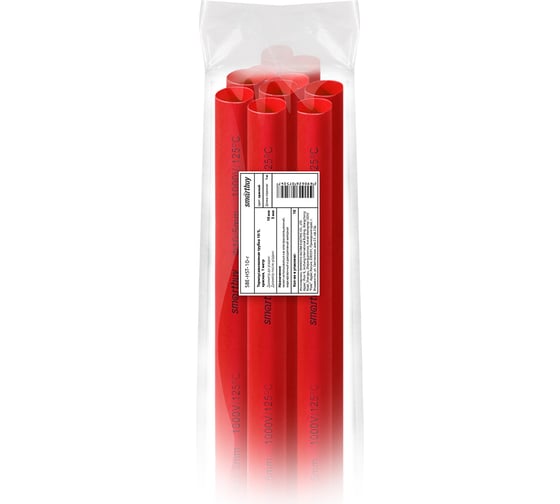 Изображение товара Термоусаживаемая трубка Smartbuy 10/5, красная, 1 метр SBE-HST-10-r