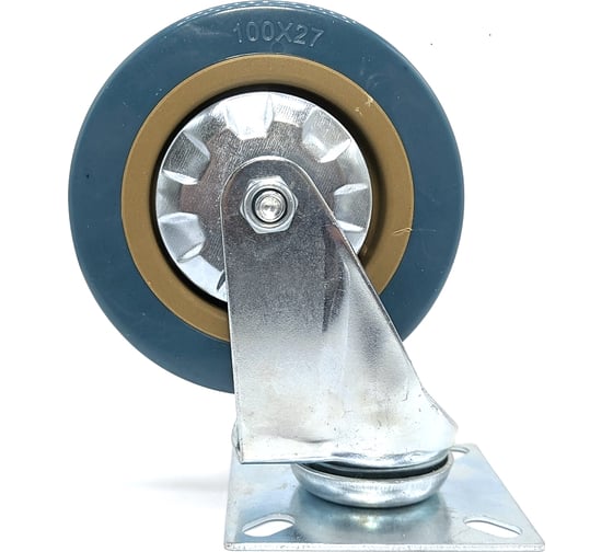 Изображение товара Поворотное колесо Левша на площадке 100 мм ПВХ У8-8979