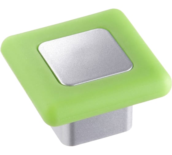 Изображение товара Мебельная ручка-кнопка Левша B 050 000 Сатин светлый ТЭП зеленый У8-0529