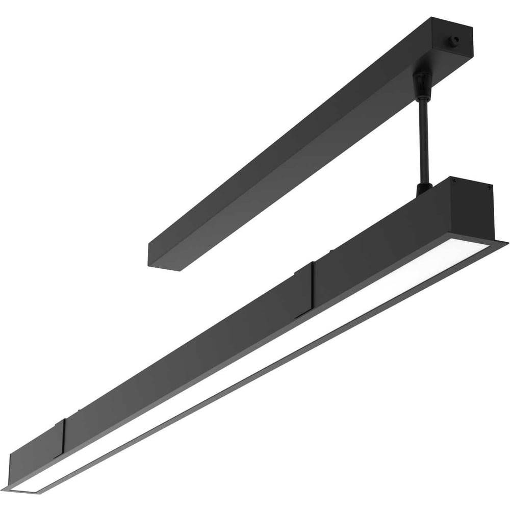 Светодиодный светильник VARTON Angusta Intus 1270х50х65мм встраиваемый 43 Вт 4000 К CRI 90 IP40 RAL9005 черный муар с рассеивателем опал V1-R0-9X241-10000-4004340