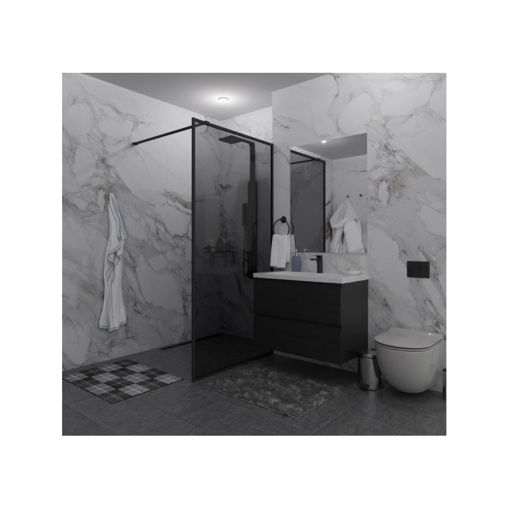 Душевая перегородка GuteWetter SHOWER GLASS GK-24-8мм 115x200 см, цвет фурнитуры черный матовый, цвет стекла графитовый, стекло закаленное 8 мм 4698033174216