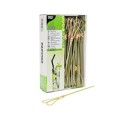 Изображение товара Декоративная пика PAPSTAR СЕРДЦЕ Н180 мм, 100 шт/уп, бамбук 1/10 PS-82188