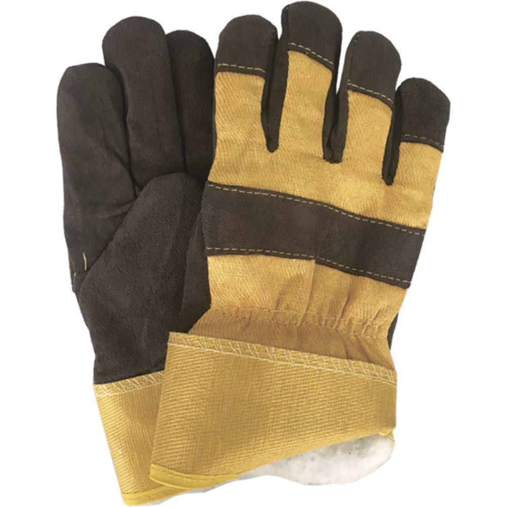 Купить Спилковые комбинированные перчатки РемоКолор, 24-2-114, коричневый, спилок, хлопок