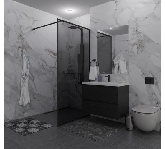 Изображение товара Душевая перегородка GuteWetter SHOWER GLASS GK-24-8мм 120x200 см, цвет фурнитуры черный матовый, цвет стекла графитовый, стекло закаленное 8 мм 4698033174278