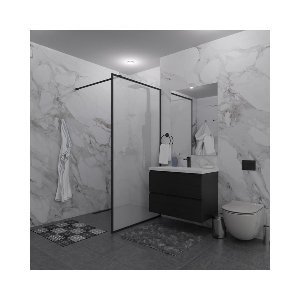 Душевая перегородка GuteWetter SHOWER GLASS GK-24-8мм 110x200 см, цвет фурнитуры черный матовый, цвет стекла матовый, стекло закаленное 8 мм 4698033174162