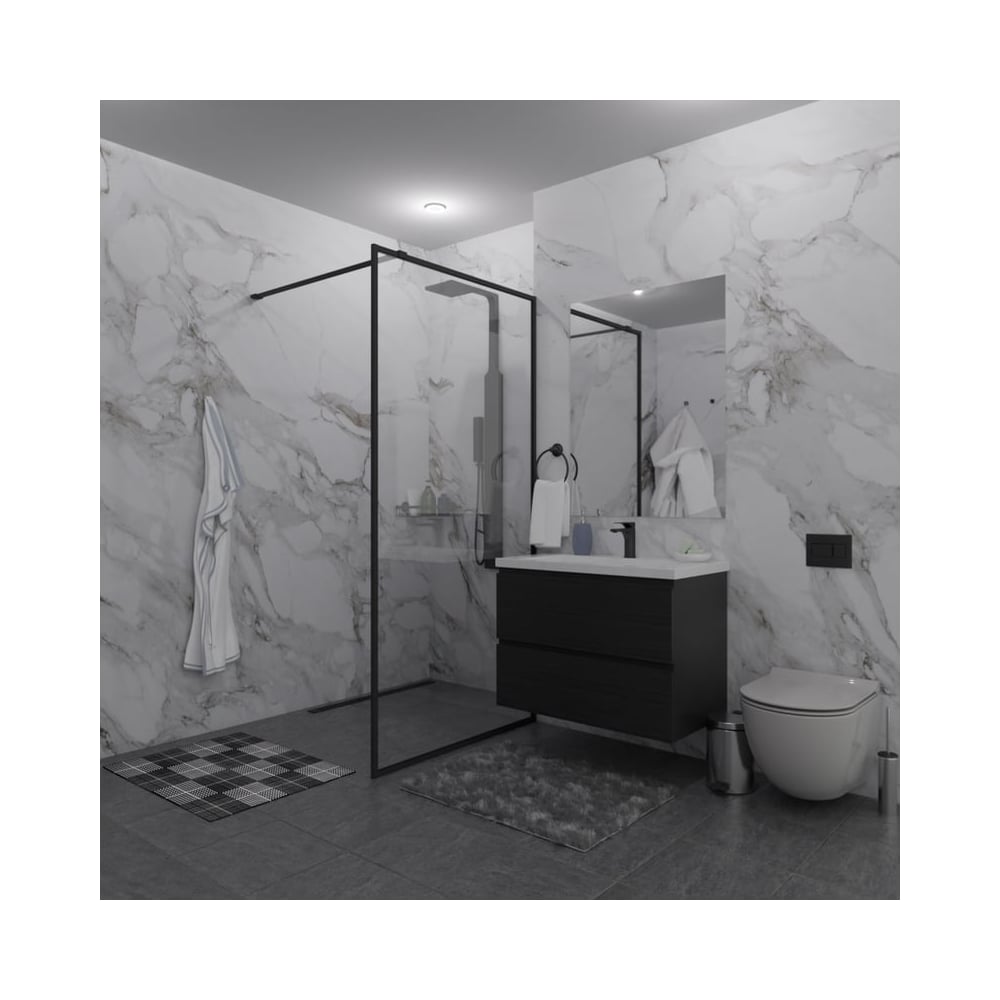 Душевая перегородка GuteWetter SHOWER GLASS GK-24-8мм 115x200 см, цвет фурнитуры черный матовый, цвет стекла бесцветный, стекло закаленное 8 мм 4698033174209