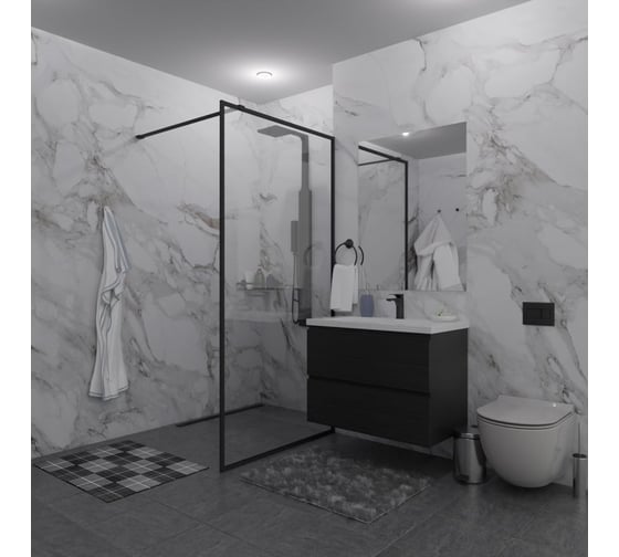 Изображение товара Душевая перегородка GuteWetter SHOWER GLASS GK-24-8мм 105x200 см, цвет фурнитуры черный матовый, цвет стекла бесцветный, стекло закаленное 8 мм 4698033174087