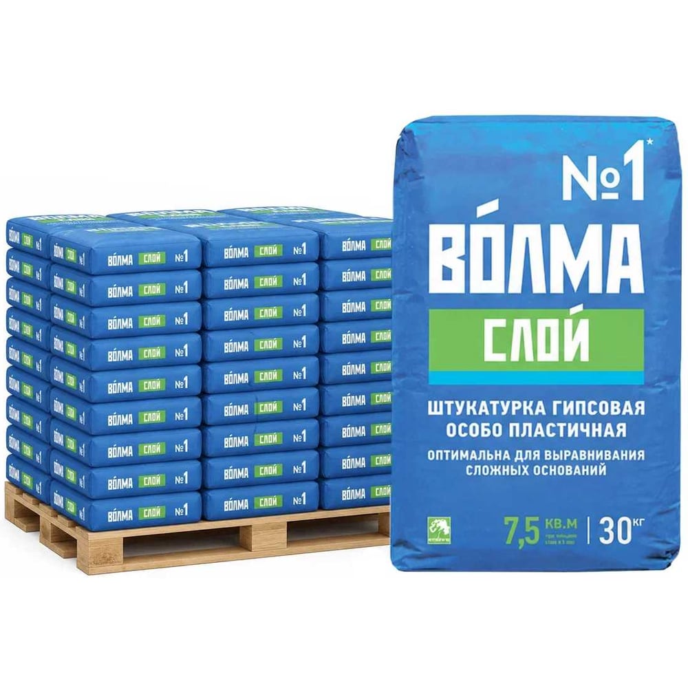Штукатурка гипсовая Волма Слой 30 кг (135шт) 30000048 - 2