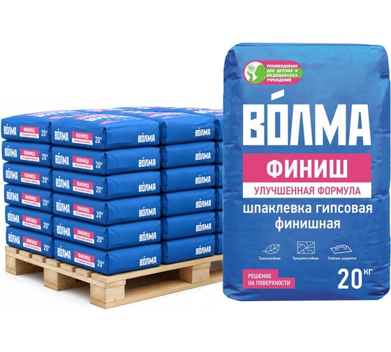 Изображение товара Шпаклевка гипсовая ВОЛМА Финиш 20 кг (189шт) 30001353