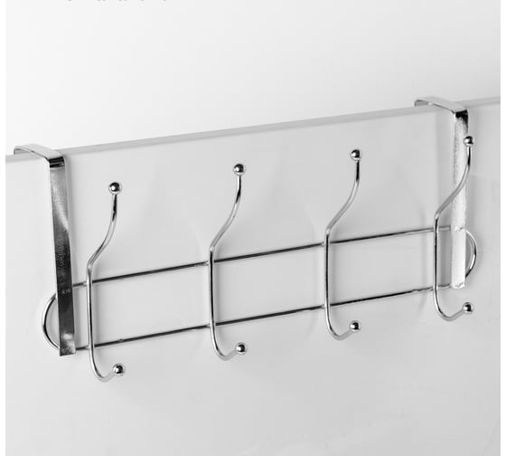 Изображение товара Наддверная вешалка Доляна Блеск 4 двойных крючка, 30х10х16 см, цвет хром 2813413