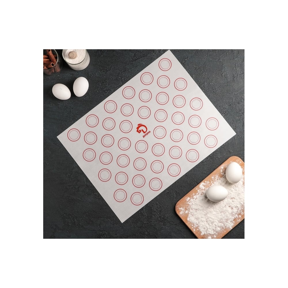 Изображение товара Армированный силиконовый коврик Доляна Макарон 40х30 см для кухни и работ