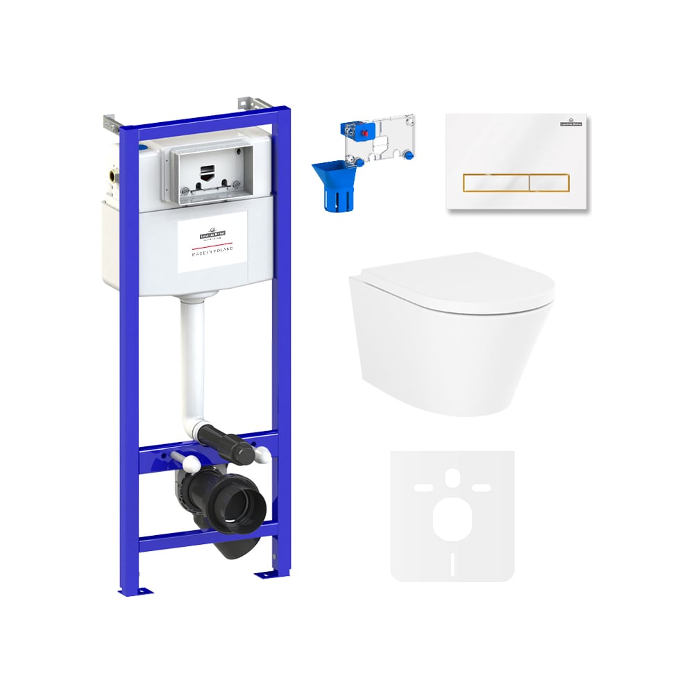 Изображение товара Инсталляция с подвесным унитазом Lavinia Boho Biore Compacto Rimless 7 в 1 комплект