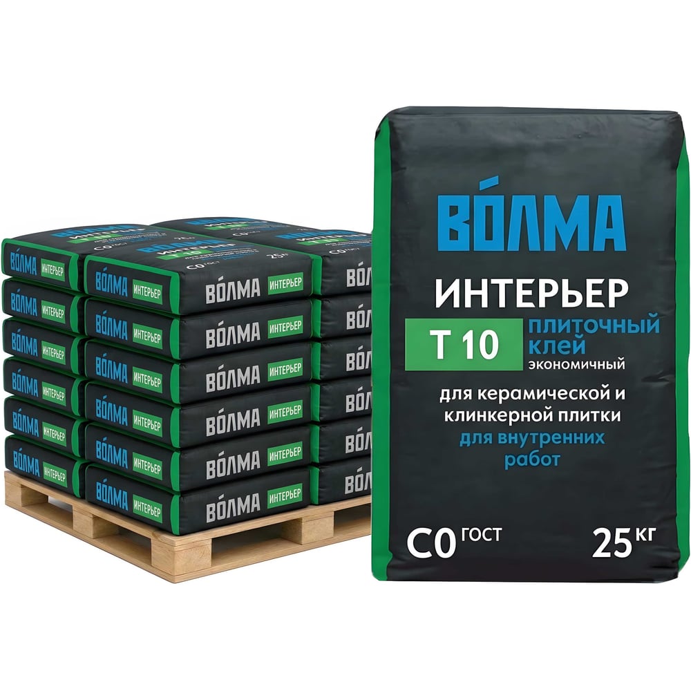 Клей для плитки ВОЛМА Интерьер С0 25 кг (168шт) 30001644 - 2