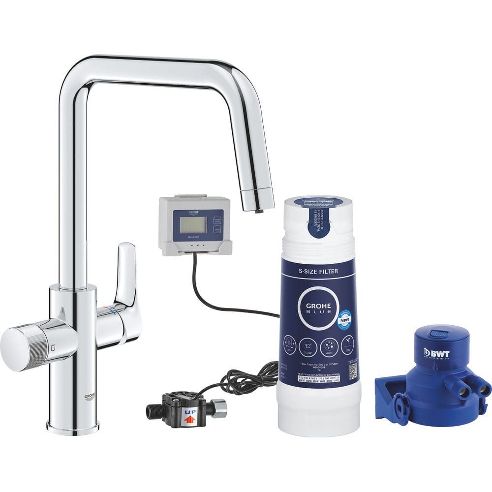Смеситель для кухонной мойки Grohe Blue Pure Eurosmart с функцией фильтрации, с фильтром в комплекте, хром () 30584000