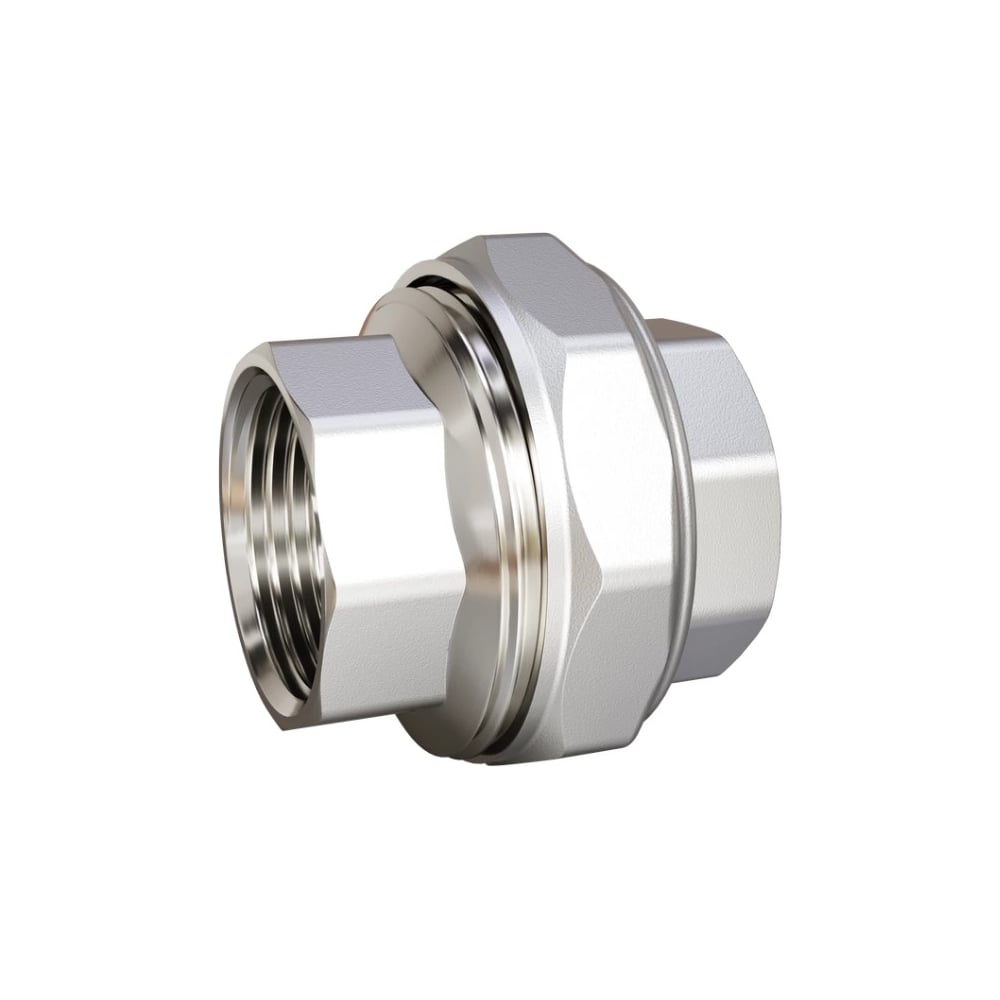 Муфта разъемная (американка) LD PRIDE DN25 (1") ВР/ВР латунь никель с биркой LD.67.543.25