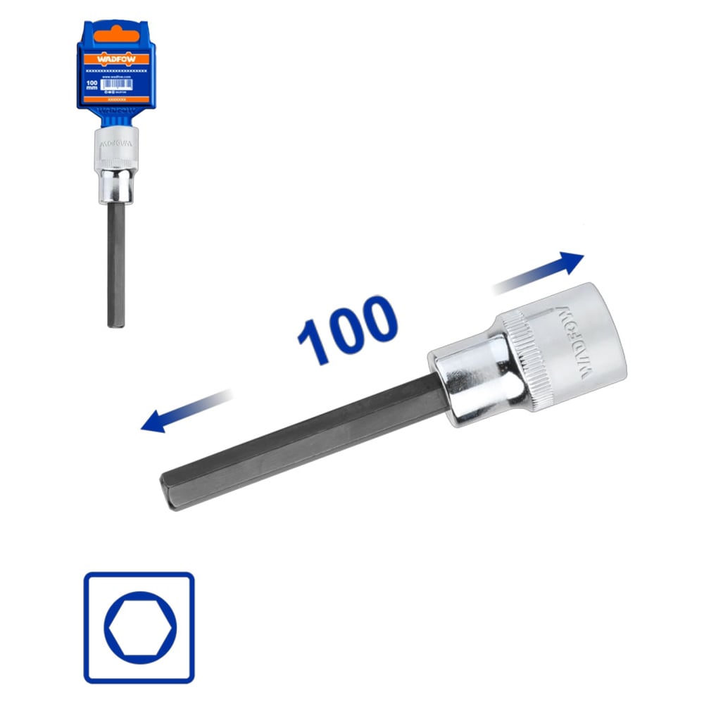 Насадка бита торцевая 100 мм 1/2 HEX 4 мм 10/80 WadFow WSC5201