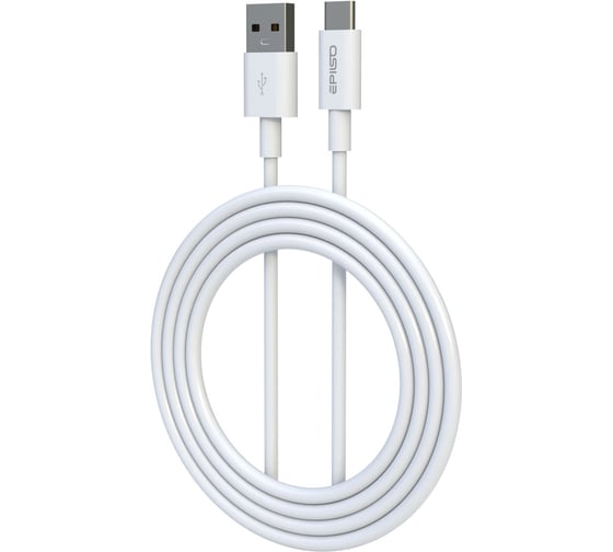 Изображение товара Кабель EPILSO, USB-A вилка - USB-C вилка, 1 м, 60Вт, белый EPD-C1005