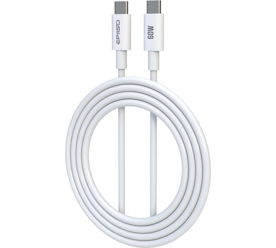 Изображение товара Кабель EPILSO, USB-C вилка - USB-C вилка, 1 м, 60Вт, белый EPD-C1000