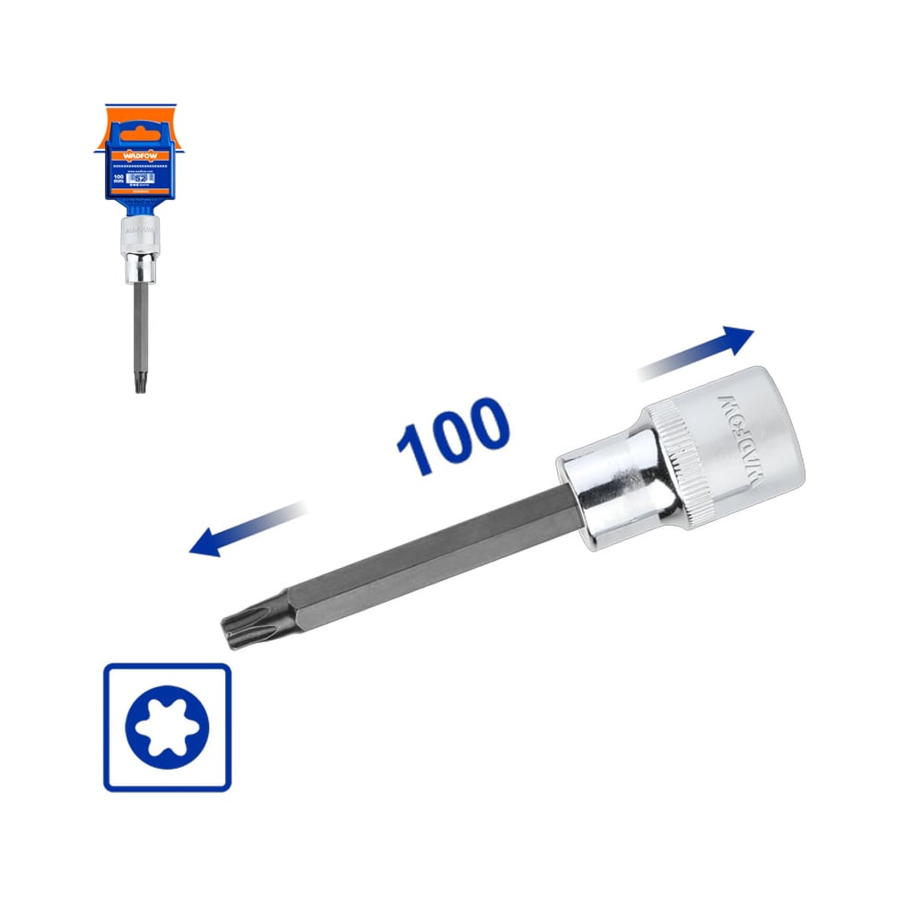 Изображение товара Насадка бита торцевая 100 мм 1/2 TORX T30 10/80 WadFow WSC5214 Изображение товара Насадка бита торцевая 100 мм 1/2 TORX T30 10/80 WadFow WSC5214