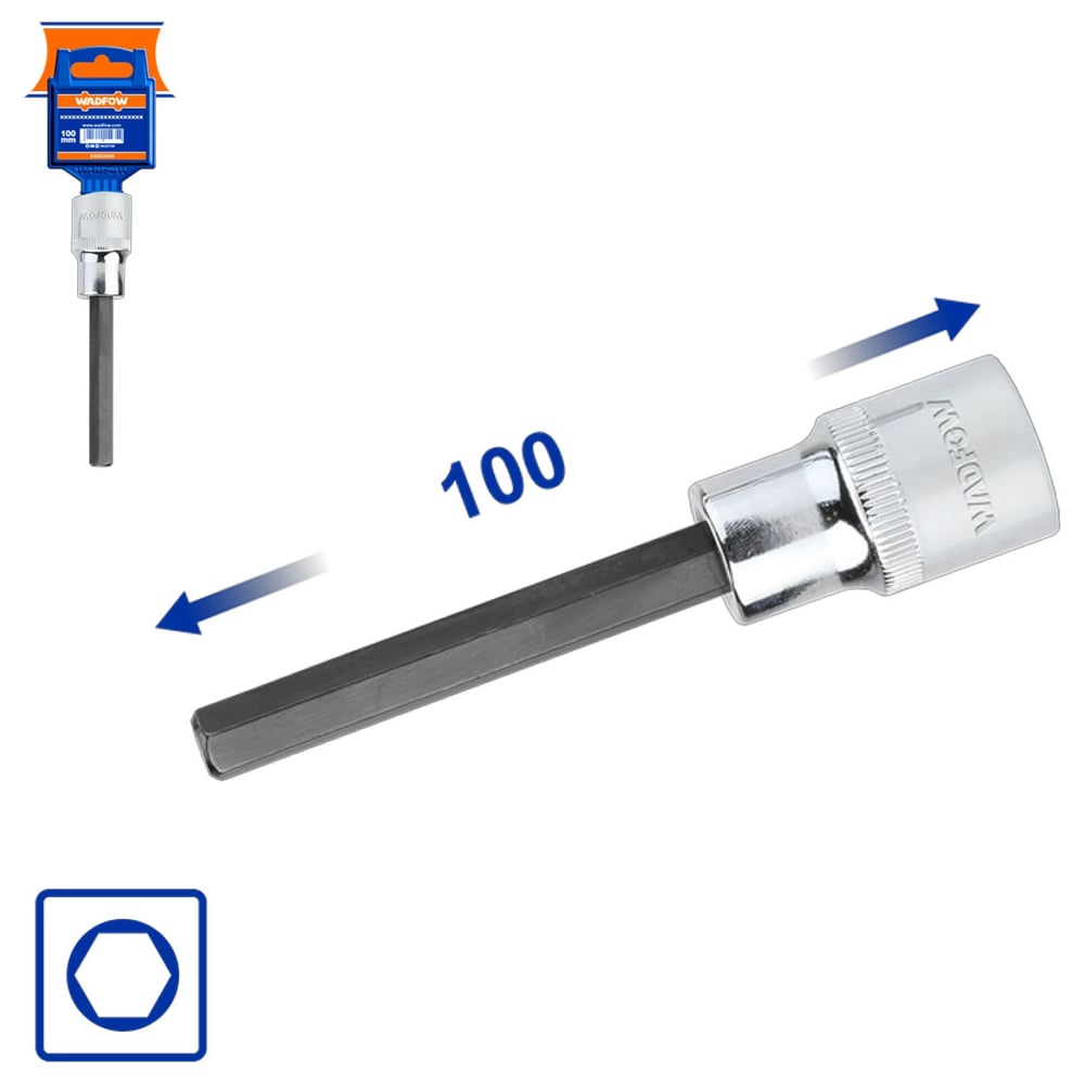 Насадка бита торцевая 100 мм 1/2 HEX 10 мм 10/80 WadFow WSC5206
