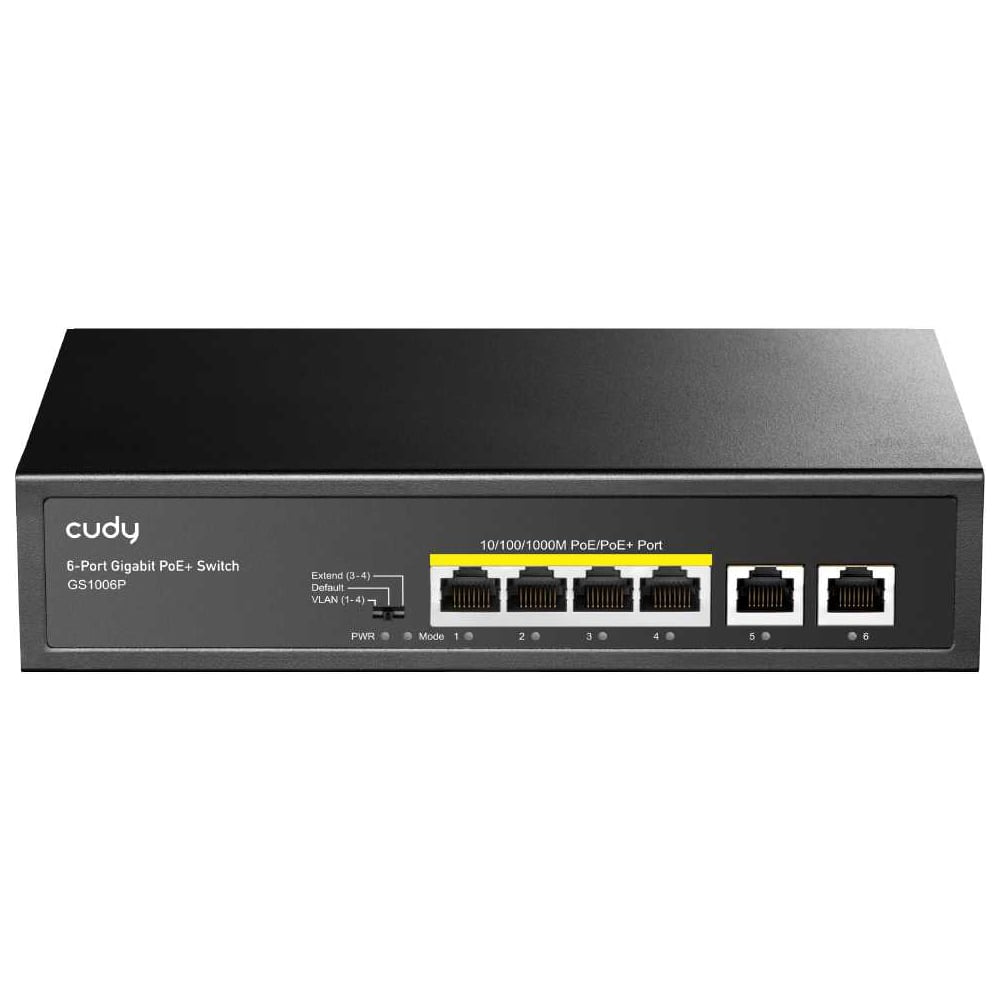 Изображение товара Коммутатор Cudy GS1006P с 4 PoE+ портами и высокой скоростью Изображение товара Коммутатор Cudy GS1006P с 4 PoE+ портами и высокой скоростью