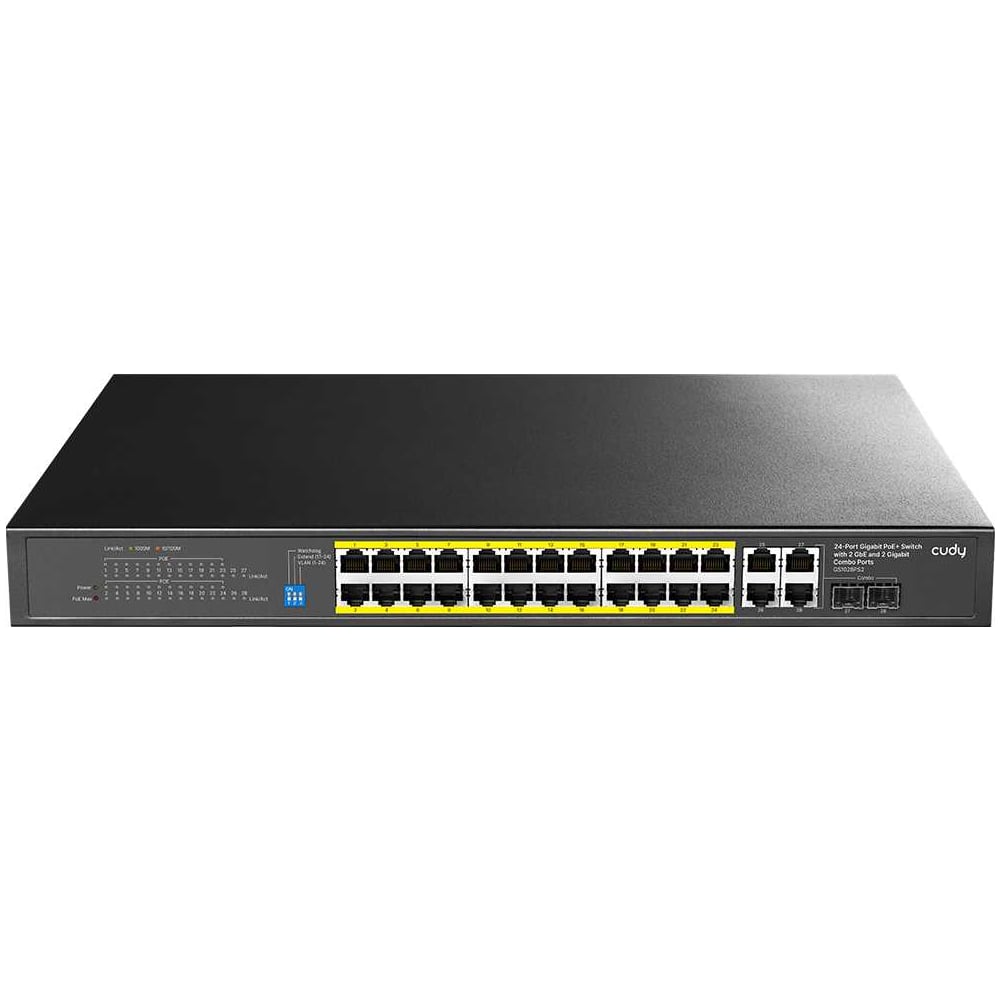 Изображение товара Коммутатор Cudy GS1028PS2 с 24 гигабитными портами, 2 портами SFP и поддержкой PoE+ (300 Вт) 10000152596 Изображение товара Коммутатор Cudy GS1028PS2 с 24 гигабитными портами, 2 портами SFP и поддержкой PoE+ (300 Вт) 10000152596