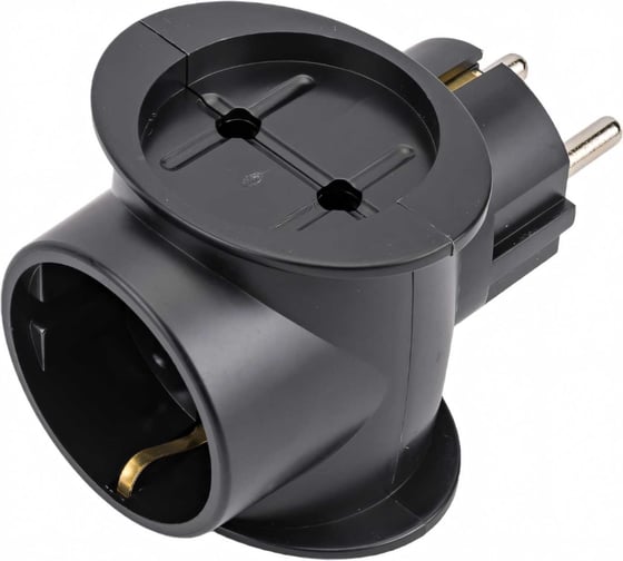 Изображение товара Сетевой разветвитель-тройник Perfeo RU POWER 3 гнезда, 16А, 1 гнездо с заземлением, 2 гнезда без заземления 30015500