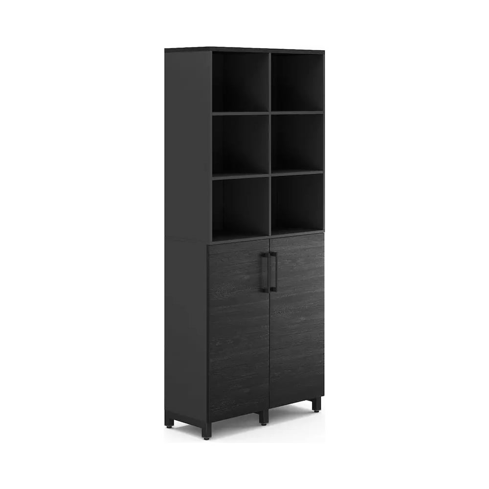 Шкаф распашной Kobor HR/3/3-90/40/M black/wood 221995