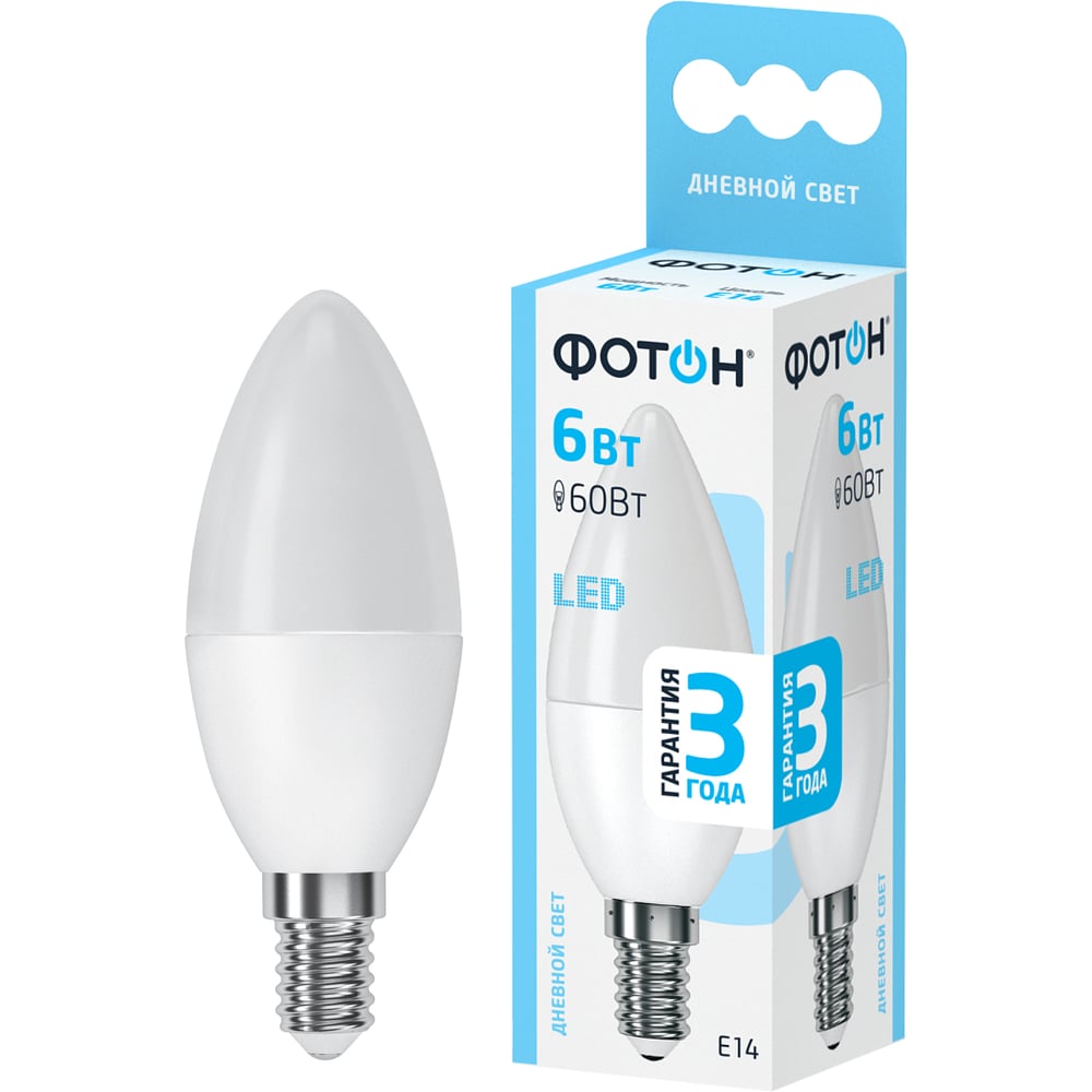 Лампа светодиодная ФОТОН LED B35 6W E14 4000K 25842