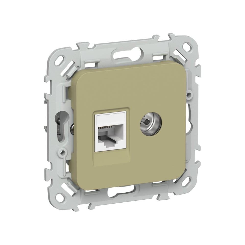 Розетка 2-я IEK FLITE RJ45/TV кат.5Е UTP РКТВ5е-2-0-ФлО ол. FI-AK22-1-K26