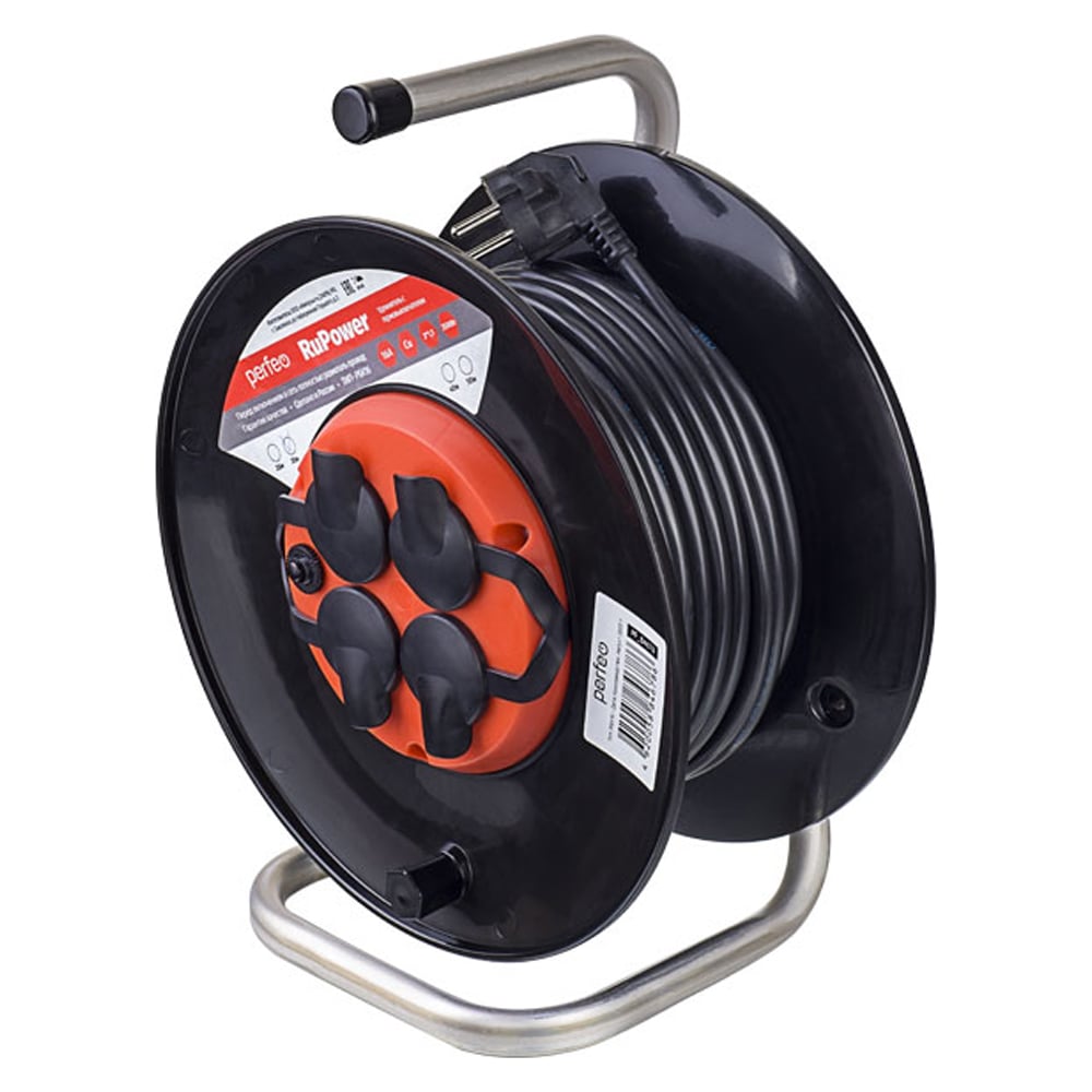 Удлинитель на катушке с заземлением Perfeo RU POWER 20м, 4 гнезда, 16А 30014361