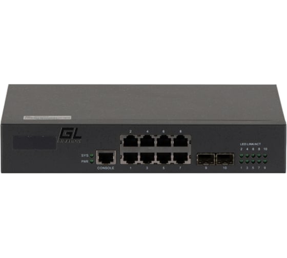 Изображение товара Управляемый коммутатор GIGALINK L2, 8 Base-T 10/100/1000Mb/s портов GL-SW-G201-10