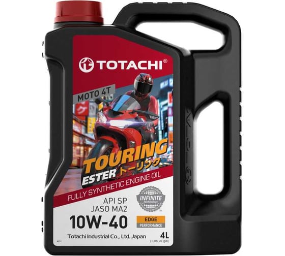 Изображение товара Моторное масло Totachi Moto 4T Touring Ester Fully Synthetic 10W-40 API SP, JASO MA2 4л E7304