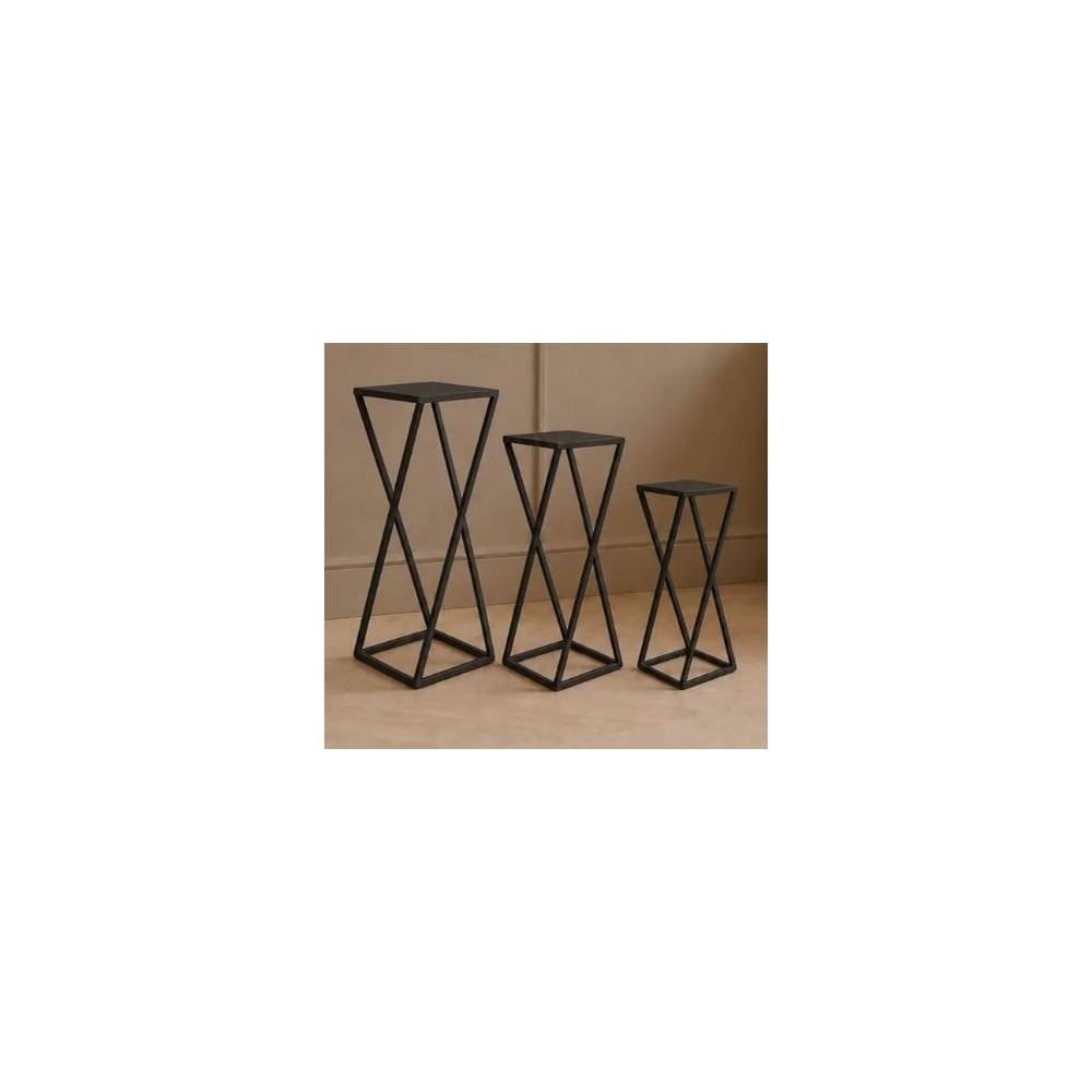 Изображение товара Подставки для цветов Metall78.ru Стиль LOFT из стали черные, 3 шт.