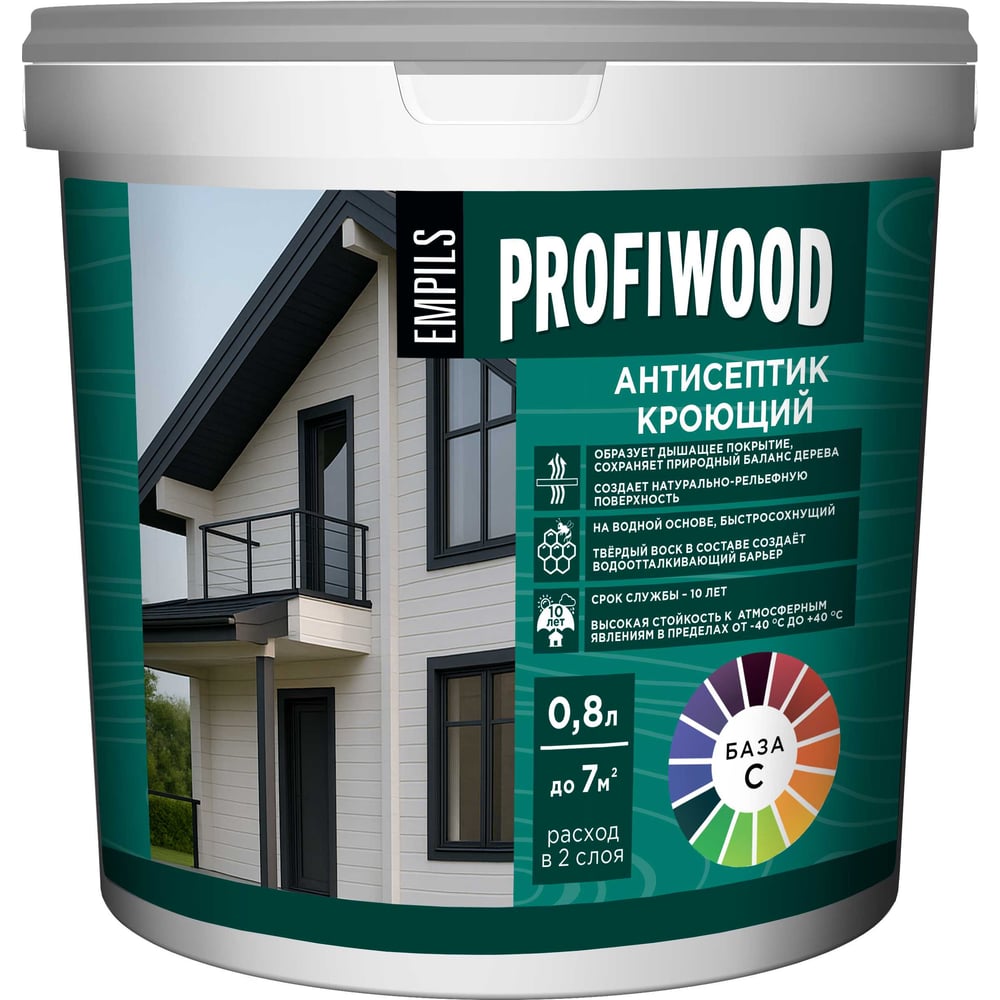 Изображение товара Антисептик кроющий Profiwood База С, 0.8 л, 0.9 кг 88858 Изображение товара Антисептик кроющий Profiwood База С, 0.8 л, 0.9 кг 88858