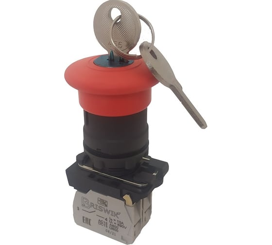 Изображение товара Выключатель Briswik КМЕ 5611м-К красный IP65 УХЛ2 10А 1но 1нз aB-PV-5Ai-0221