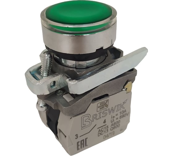 Изображение товара Выключатель Briswik КМЕ 4610м-ЛС 220В зеленый IP65 УХЛ2 10А 1но 0нз aD-EB-5Ai-7311