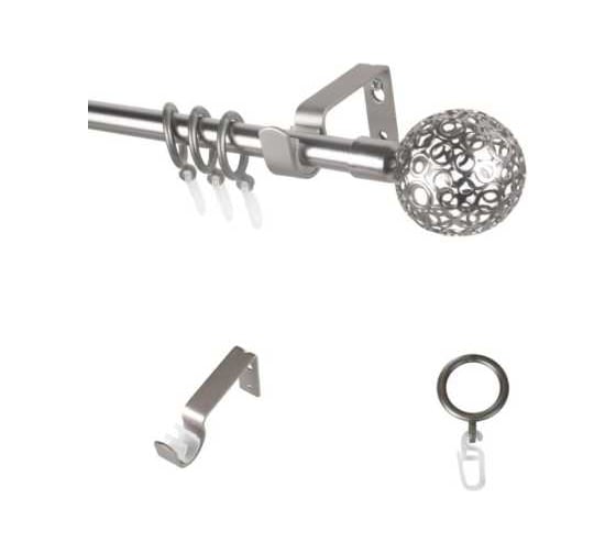 Изображение товара Карниз металлический раздвижной LM DECOR Ажур, Ø16/19 мм, 1,6-3,0 м, 1-рядный, сатин 095161916301SN